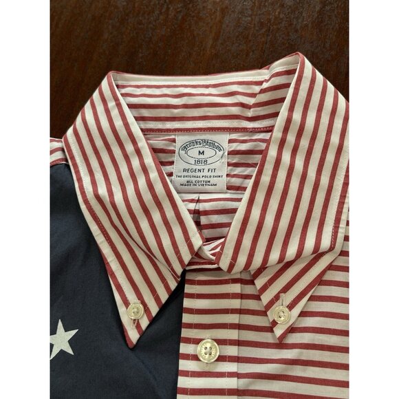 NWT Brooks Brothers American Flag Short Sleeve Shirt Men's Medium Regent Fit $99 - Picture 3 of 6